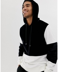 schwarzer und weißer Pullover mit einem Kapuze von ASOS DESIGN