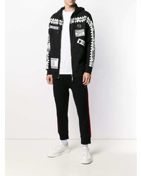 schwarzer und weißer Pullover mit einem Kapuze von Philipp Plein