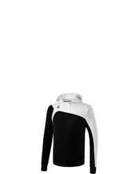 schwarzer und weißer Pullover mit einem Kapuze von erima