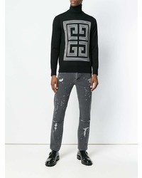 schwarzer und weißer Pullover mit einem Rundhalsausschnitt mit geometrischem Muster von Givenchy