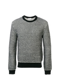schwarzer und weißer Pullover mit einem Rundhalsausschnitt mit geometrischem Muster von AMI Alexandre Mattiussi