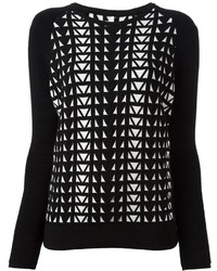 schwarzer und weißer Pullover mit einem Rundhalsausschnitt mit geometrischem Muster von Faith Connexion