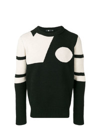 schwarzer und weißer Pullover mit einem Rundhalsausschnitt mit geometrischem Muster von G-Star Raw Research