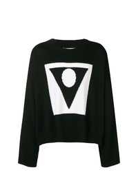 schwarzer und weißer Pullover mit einem Rundhalsausschnitt mit geometrischem Muster von Maison Margiela