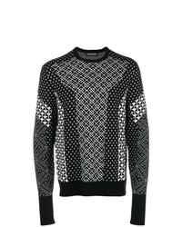 schwarzer und weißer Pullover mit einem Rundhalsausschnitt mit geometrischem Muster von Neil Barrett