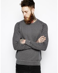 schwarzer und weißer Pullover mit einem Rundhalsausschnitt mit geometrischem Muster von Ps By Paul Smith