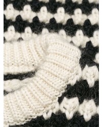 schwarzer und weißer Pullover mit einem Rundhalsausschnitt mit Hahnentritt-Muster von Saint Laurent