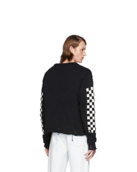 schwarzer und weißer Pullover mit einem Rundhalsausschnitt mit Karomuster von Rhude