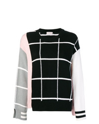 schwarzer und weißer Pullover mit einem Rundhalsausschnitt mit Karomuster von MRZ