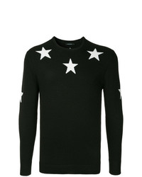 schwarzer und weißer Pullover mit einem Rundhalsausschnitt mit Sternenmuster von GUILD PRIME