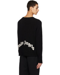 schwarzer und weißer Pullover mit einem Rundhalsausschnitt von Palm Angels