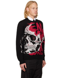 schwarzer und weißer Pullover mit einem Rundhalsausschnitt von Alexander McQueen