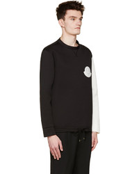 schwarzer und weißer Pullover mit einem Rundhalsausschnitt von Moncler Gamme Rouge