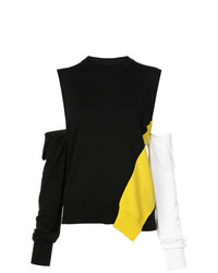 schwarzer und weißer Pullover mit einem Rundhalsausschnitt von Calvin Klein