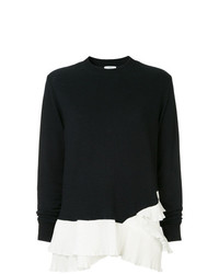 schwarzer und weißer Pullover mit einem Rundhalsausschnitt von Clu