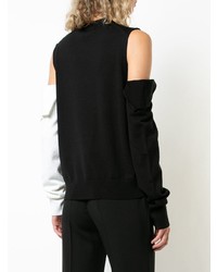 schwarzer und weißer Pullover mit einem Rundhalsausschnitt von Calvin Klein