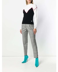 schwarzer und weißer Pullover mit einem Rundhalsausschnitt von MSGM