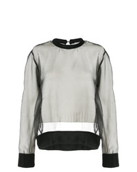 schwarzer und weißer Pullover mit einem Rundhalsausschnitt von Comme Des Garçons Noir Kei Ninomiya