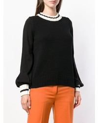 schwarzer und weißer Pullover mit einem Rundhalsausschnitt von Moncler