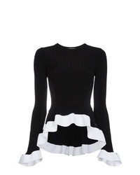 schwarzer und weißer Pullover mit einem Rundhalsausschnitt von Esteban Cortazar