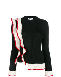 schwarzer und weißer Pullover mit einem Rundhalsausschnitt von MSGM