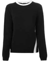 schwarzer und weißer Pullover mit einem Rundhalsausschnitt von Paco Rabanne