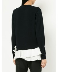 schwarzer und weißer Pullover mit einem Rundhalsausschnitt von Clu