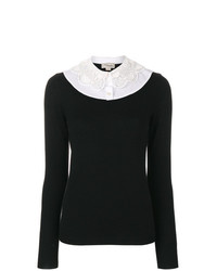 schwarzer und weißer Pullover mit einem Rundhalsausschnitt von Temperley London
