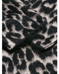 schwarzer und weißer Pullover mit einem V-Ausschnitt mit Leopardenmuster von Stella McCartney