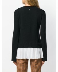 schwarzer und weißer Pullover mit einem V-Ausschnitt von Dondup