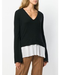 schwarzer und weißer Pullover mit einem V-Ausschnitt von Dondup