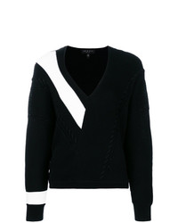 schwarzer und weißer Pullover mit einem V-Ausschnitt von Rag & Bone