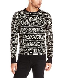 schwarzer und weißer Pullover mit Norwegermuster