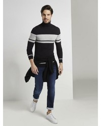 schwarzer und weißer Rollkragenpullover von Tom Tailor