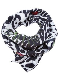 schwarzer und weißer Schal mit Blumenmuster von Givenchy
