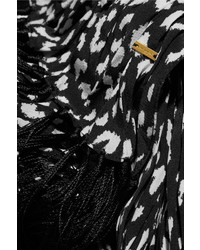 schwarzer und weißer Schal mit Leopardenmuster von Saint Laurent