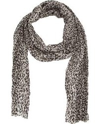 schwarzer und weißer Schal mit Leopardenmuster von Saint Laurent