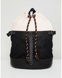 schwarzer und weißer Segeltuch Rucksack von ASOS DESIGN