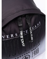 schwarzer und weißer Segeltuch Rucksack von VERSACE JEANS COUTURE