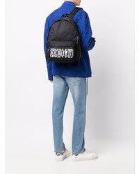 schwarzer und weißer Segeltuch Rucksack von VERSACE JEANS COUTURE