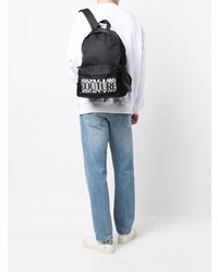 schwarzer und weißer Segeltuch Rucksack von VERSACE JEANS COUTURE