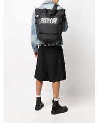 schwarzer und weißer Segeltuch Rucksack von VERSACE JEANS COUTURE