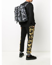 schwarzer und weißer Segeltuch Rucksack von VERSACE JEANS COUTURE