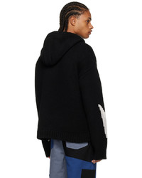 schwarzer und weißer Strick Pullover mit einem Kapuze von JW Anderson