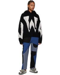 schwarzer und weißer Strick Pullover mit einem Kapuze von JW Anderson