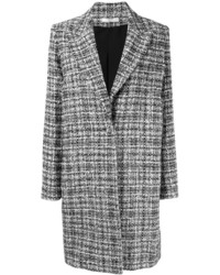 schwarzer und weißer Tweed Mantel mit Karomuster von Lanvin