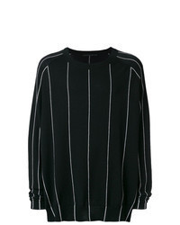 schwarzer und weißer vertikal gestreifter Pullover mit einem Rundhalsausschnitt