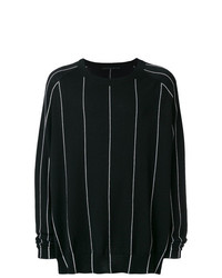 schwarzer und weißer vertikal gestreifter Pullover mit einem Rundhalsausschnitt von Haider Ackermann