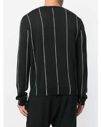 schwarzer und weißer vertikal gestreifter Pullover mit einem Rundhalsausschnitt von Haider Ackermann