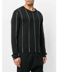 schwarzer und weißer vertikal gestreifter Pullover mit einem Rundhalsausschnitt von Haider Ackermann